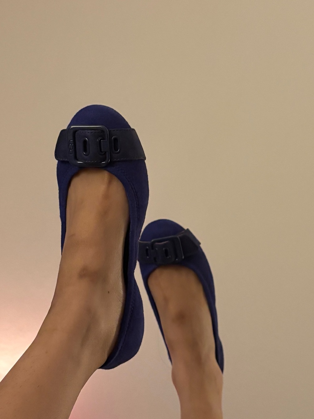 UGG Navy Blue Ballerina Flats with Buckle Accent